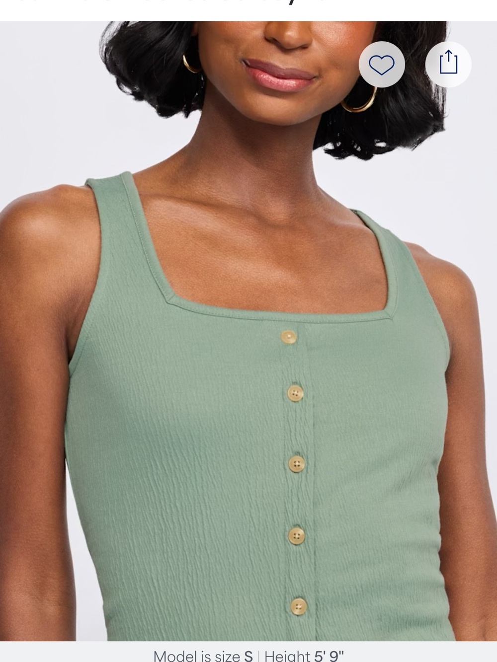 Threads 4 Thought Sage Green Button-Front Square Neck Tank